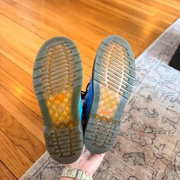 Dr. Martens 1460 Patent Leather Bright Blue Lace Up Boots Women SZ 6 Grunge EUC - Picture 7 of 9